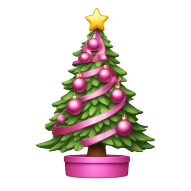 Pink Christmas tree with ornament iOS  sticker