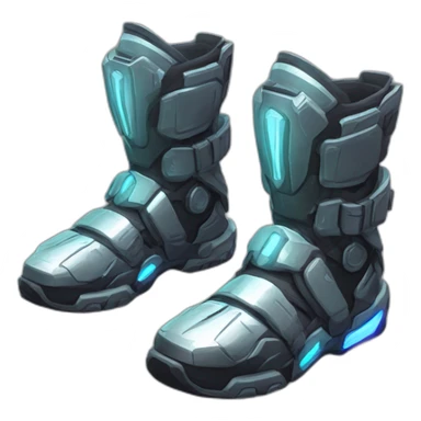 futuristic armored Omega Energy boots radiating omega energy sticker
