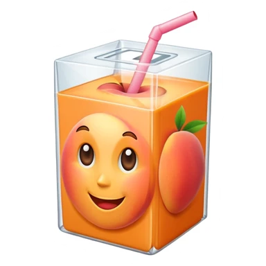 A juice box with a peach inside sticker