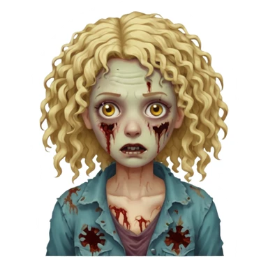 Mulher zumbi de cabelo cacheado loiro sticker