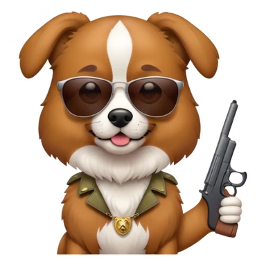 Dog with a gun and sunglasses  sticker