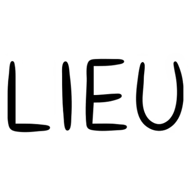 The word "LIEU" in capital letters sticker
