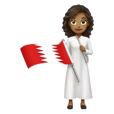 Bahrain flag and a woman holding it sticker