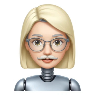 robotic woman with glasses mustache  sticker