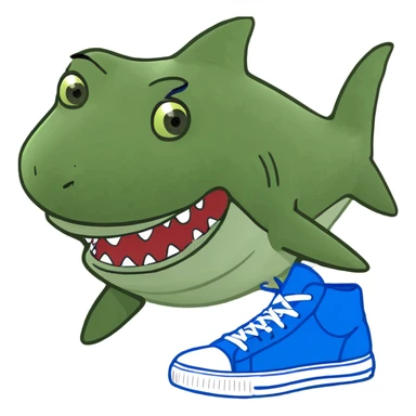Has un tiburón con zapatillas azules  sticker