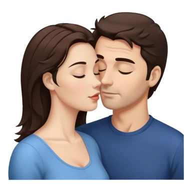 White husband with dark Brown hair kissing white wife with Brown hair on the forehead sticker