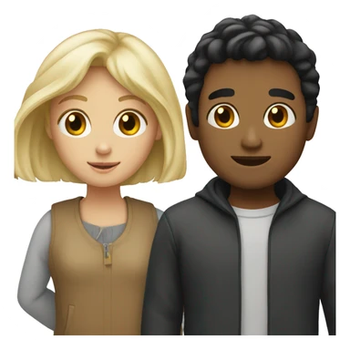 Two people one girl with black hair and a boy with blonde  sticker