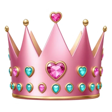  pink  A shiny pink crown with heart-shaped gemstones, elegant and cute design, metallic or glittery texture, soft reflections, isolated on transparent background, kawaii or realistic style" sticker