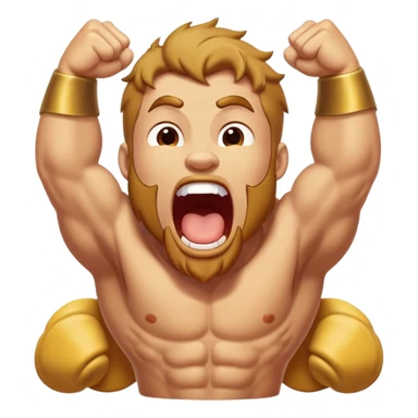 Cinematic Realistic Hercules Portrait, head tilted slightly with a dramatic, wide-open yawn, revealing a moment of relaxed strength. The lifelike textures of his powerful form and subtle, sunlit highlights emphasize his heroic presence even in a state of casual repose. sticker