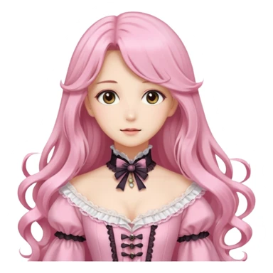 Gorgeous dreamy anime lady with long hair and pink victorian style clothes sticker