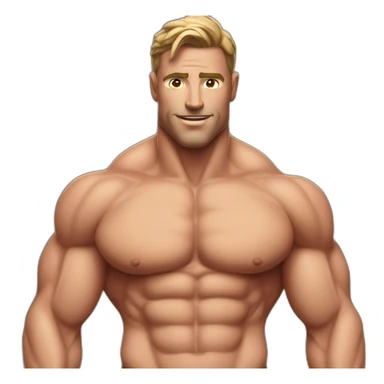 Shredded muscular manly man in swimsuit with 12 pack abs sticker