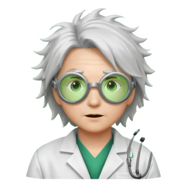 Appearance: Wild silver hair crackling with static electricity, goggles with flickering green lenses, lab coat with glowing circuit patterns.
Vibe: A time-bending genius obsessed with harnessing electricity and temporal flux. sticker