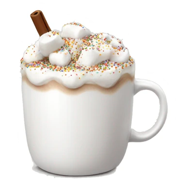 White mug with hot coco, whipped cream, marshmallows with sprinkles  sticker