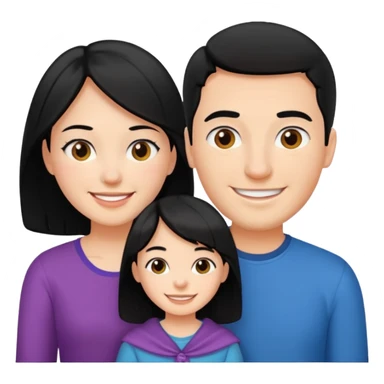 Couple of married man and woman with one kid teenager with black hair sticker