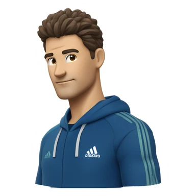 Profesor Educación Física sudadera azul oscura adidas cronometro cabello corto moreno sin gafas sticker