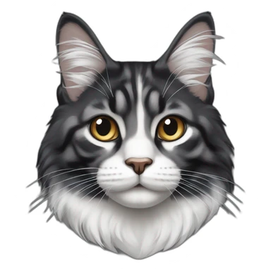 Main coon noir avec un ventre blanc et une tache blanche sur sa tete sticker