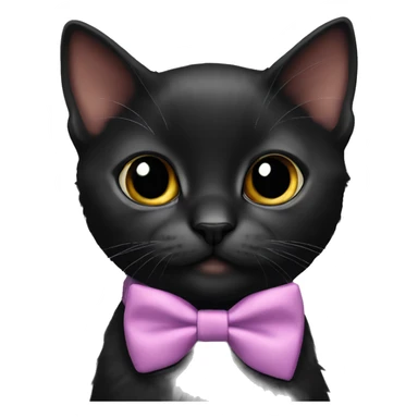 black kitten wearing bow tie sticker