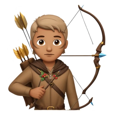 The classic hunter image with a bow and arrow on his back, dressed in brown with some animal made decorations sticker