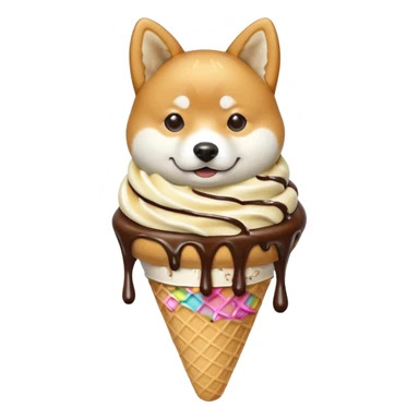 Shiba Jasper chocolate vanilla swirl ice cream cone sticker