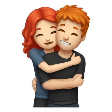 two people hugging with red hair sticker