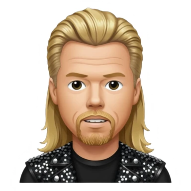 James Hetfield with long dark blonde hair, black sequin outfit  sticker