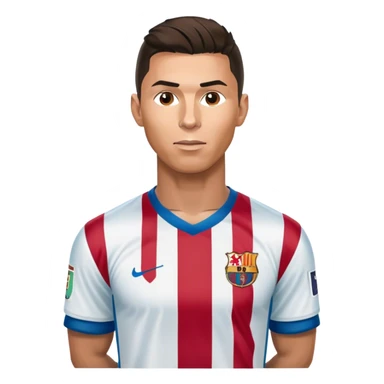 Cristiano Ronaldo with a Messi jersey sticker