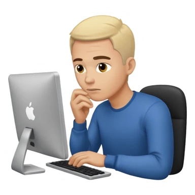 ligth man working on his computer sticker