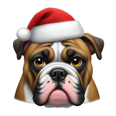 Black English bulldog in Christmas hat sticker