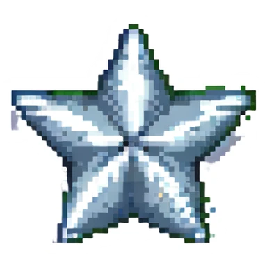 metallic star, green sticker