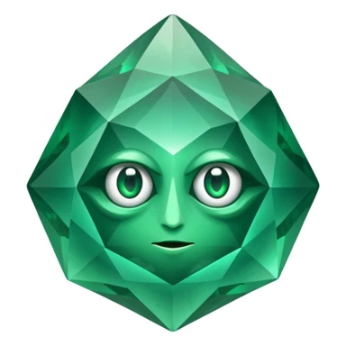 very sharp green gem mineral looking like reefs, very shiny with two eyes sticker