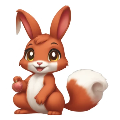Anthro Sona Fakemon Full Body Red Rabbit Squirrel Chibi Cute  sticker