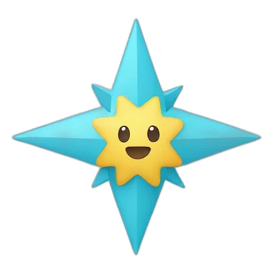Rotated four point star flat baby blue color sticker
