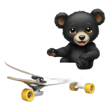 baby formosan black bear riding skateboard sticker