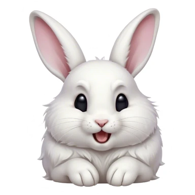 Cinematic Cute Yawning White Rabbit Portrait Emoji, Head tilted slightly with a dramatic, wide-open yawn, showcasing a smooth, silky white fur with floppy ears, round dark eyes barely open in drowsy contentment, Simplified yet irresistibly adorable features, highly detailed, glowing with a soft, cozy glow, high shine, relaxed yet expressive, stylized with a touch of whimsy, bright and endearing, soft glowing outline, capturing the essence of a sleepy yet affectionate bunny, so drowsy it feels like it could stretch out of the screen and curl up for a nap! sticker