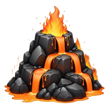 A lava flow spilling slowly over blackened rocks. sticker