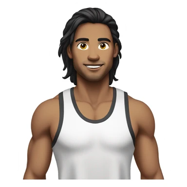 26 year old man with black long hair, wearing EarPods, in running clothes sticker