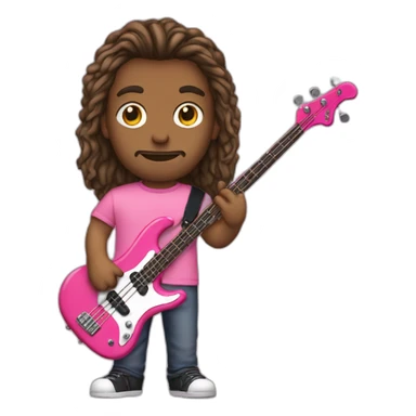 bruned-long-bassguitar-player-pink-tshirt-pink sticker