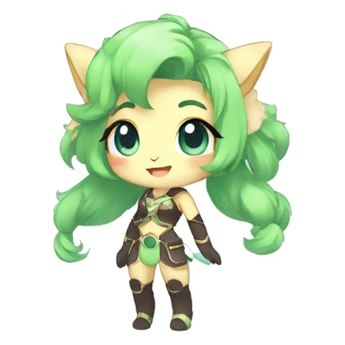 Cute Kawaii Chibi Anthro Sona Pretty Shiny Fakemon Full Body sticker