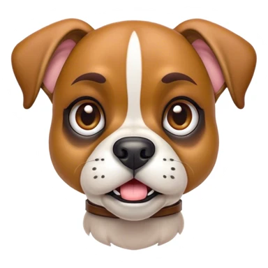 Cinematic Comical Fawn Boxer dog Portrait Emoji, Head tilted dramatically with an exaggeratedly shocked or offended expression, featuring a sleek fawn Fur with a distinctive white muzzle, wide, expressive brown eyes filled with exaggerated disbelief, Simplified yet hilariously expressive features, highly detailed, glowing with a slightly sassy glow, high shine, dramatic yet playful, stylized with an air of attitude, bright and endearing, soft glowing outline, capturing the essence of a sassy and over-the-top guardian, so meme-worthy it feels like it could side-eye its way into internet fame instantly! sticker