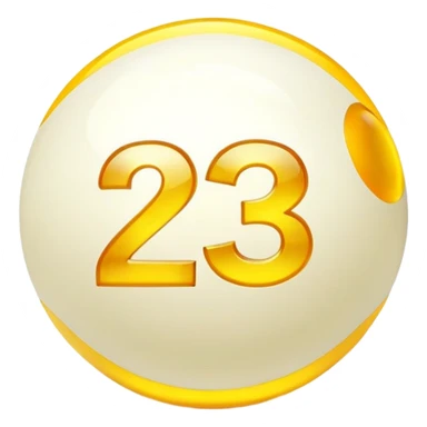 golden billiard ball with the number 23 in a glowing neon style sticker