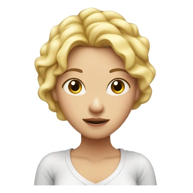 young woman, mother, stressed.. with highlights on her head, blonde, white skin, with her hands on her head sticker