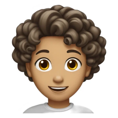 Brown Teen with thick lips,Chinese eyes, big nose , thin chin, thin eyebrows, really curly and short hair smiling and waving sticker