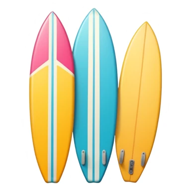 surfboard icon, tropical surfboard, glossy texture, bright colors, cute mobile game icon style, 3D cartoon, soft shadows, clean background, no text, no watermark sticker