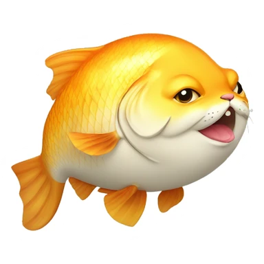 Fat Cat eating golden fish sticker