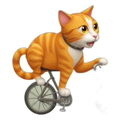 orange cat riding a bike sticker