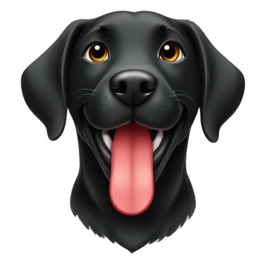 happy puppy black Labrador with red collar sticker