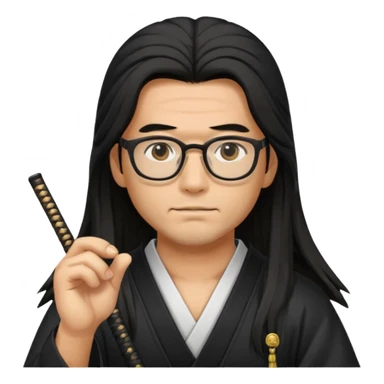 Long Haired Samurai with Glasses,Long-haired ronin adjusting spectacles sticker