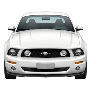 Make a 2013 mustang with a familiar look of an iPhone emoji and make the emoji have a front view of the Mustang and make the Mustang be white sticker