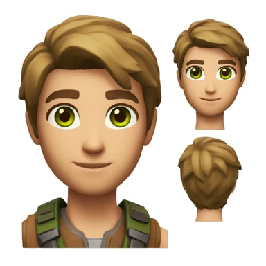 Fortnite Skin with brown straight hair and green eyes sticker