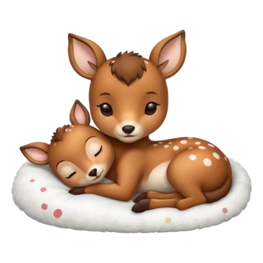 Cute Baby Deer sleeps in Bed sticker